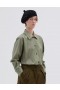 Curve Collar Shirt Faded Green | Women Margaret Howell Shirts