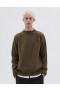 Heavy Crew Neck Khaki / Tobacco Twist | Men Margaret Howell Knitwear