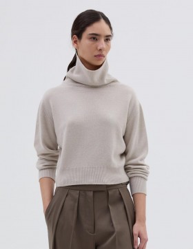 High Ribbed Polo Neck Ecru | Women Margaret Howell Knitwear