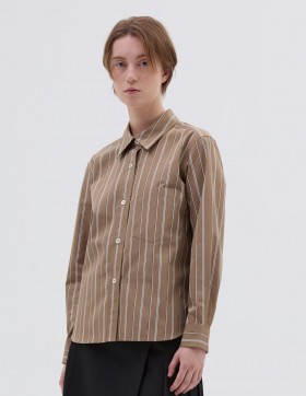 Simple Shirt Brown / Ecru | Women Margaret Howell Shirts