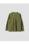  Camisa sem gola com botões na frente, verde-oliva | Camisas femininas Margaret Howell