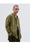 Camisa oversized sem gola verde-oliva | Camisas Margaret Howell para homem