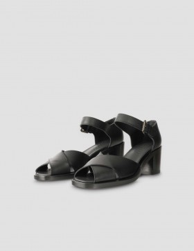  Sapato de salto aberto preto | Sapatos Margaret Howell para mulheres
