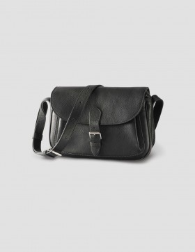  Bolsa Satchel Preta com Bolso Pleat | Bolsas Femininas Margaret Howell