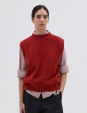  Maglia girocollo squadrata color carminio | Maglieria Margaret Howell da donna