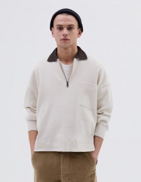  Polo con zip Mhl. Bianco sporco | Uomo Margaret Howell Sportswear