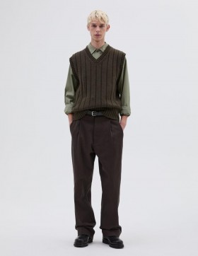  Pantaloni chino cu picior lat, ebony | Pantaloni bărbătești Margaret Howell