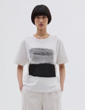  MHL. Abstrakt Stribet T-shirt Off White | Dame Margaret Howell Sportstøj