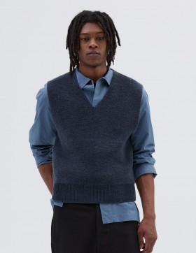  Mhl. Chunky Ribbed Slipover Uniform Blauw | Heren Margaret Howell Knitwear