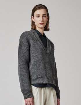  Mhl. Chunky V-hals Mid Grey | Dames Margaret Howell Knitwear