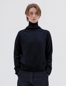  Wijde rolkraag donkerblauw | Dames Margaret Howell Knitwear