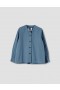  Chemise uniforme bleue à boutons sans col | Chemises Margaret Howell pour femmes