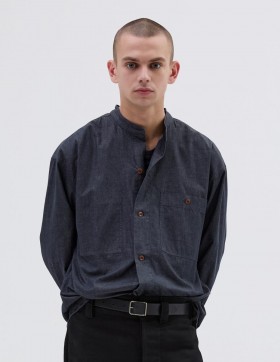  Chemise oversize sans col Mhl. Gris anthracite | Chemises Margaret Howell pour hommes