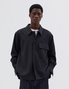  Schwarzes Overshirt mit aufgesetzten Taschen | Herrenhemden von Margaret Howell