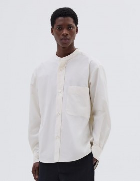  Oversize-Hemd ohne Kragen, Off-White | Herrenhemden von Margaret Howell